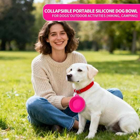 Collapsible Dog Bowl, 2Pack Macaron Color Pet Travel Bowls Silicone Foldable Water Feeder Dish for Small to Large Dogs Cat Walking Hiking Camping (Macaron Bright Pink and Bright Green, Small)