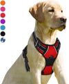 No Pull Dog Harness Front Clip Heavy Duty Reflective Easy Control Handle for Large Dog Walking(Red,L)