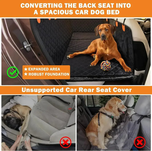 6-In-1 Dog Car Seat Cover for Back Seat, Waterproof Dog Car Hammock with Mesh Window, Non-Slip Pet Backseat Protector for Cars, Trucks and Suvs