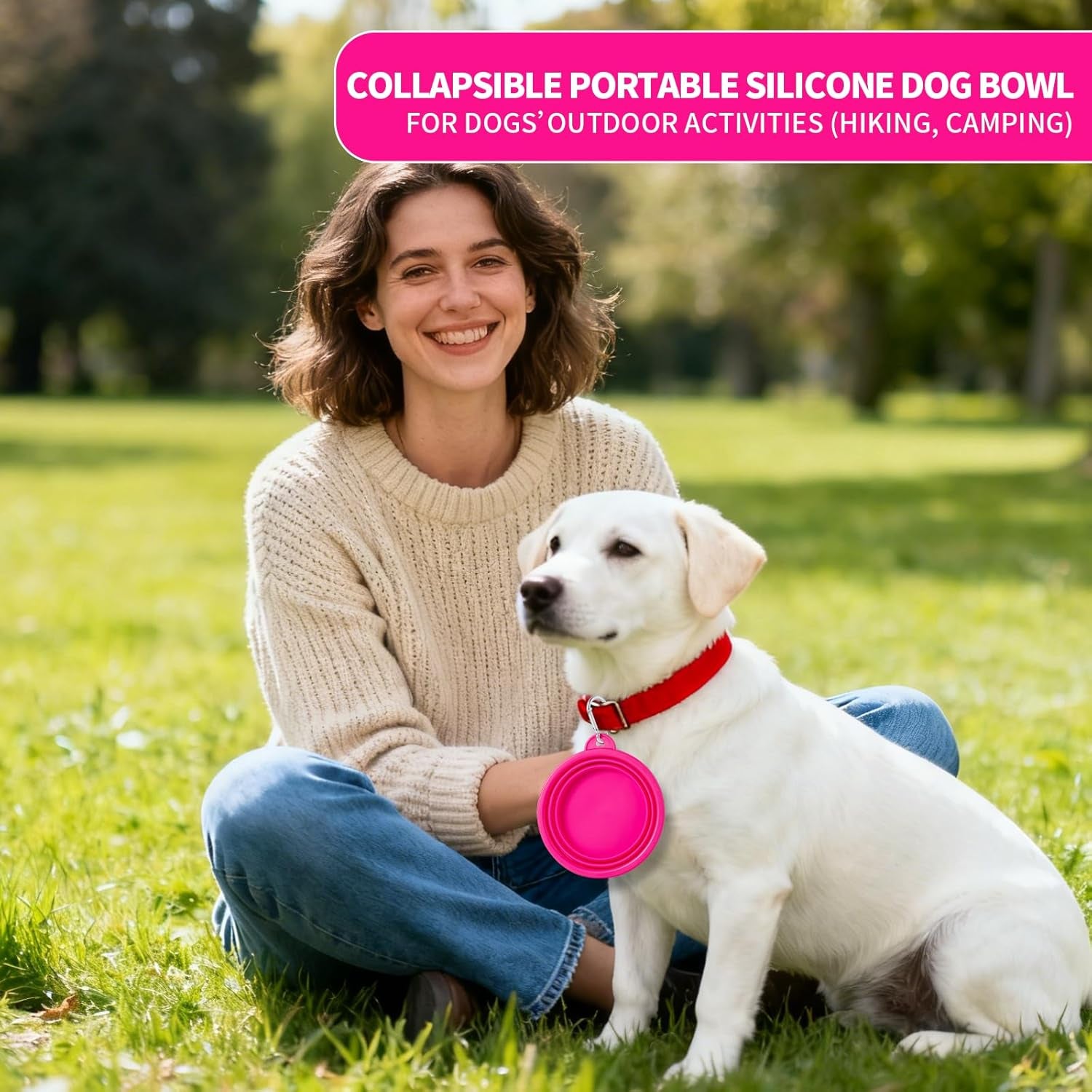 Collapsible Dog Bowl, 2Pack Macaron Color Pet Travel Bowls Silicone Foldable Water Feeder Dish for Small to Large Dogs Cat Walking Hiking Camping (Macaron Bright Pink and Bright Green, Small)