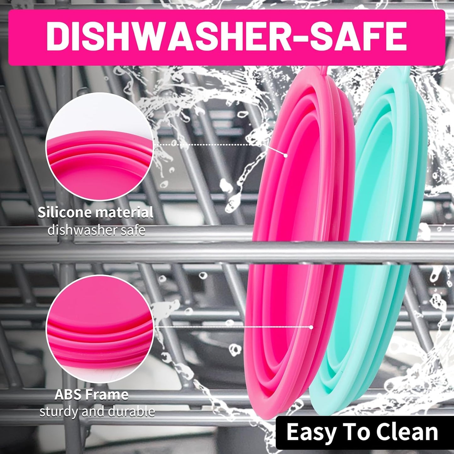 Collapsible Dog Bowl, 2Pack Macaron Color Pet Travel Bowls Silicone Foldable Water Feeder Dish for Small to Large Dogs Cat Walking Hiking Camping (Macaron Bright Pink and Bright Green, Small)